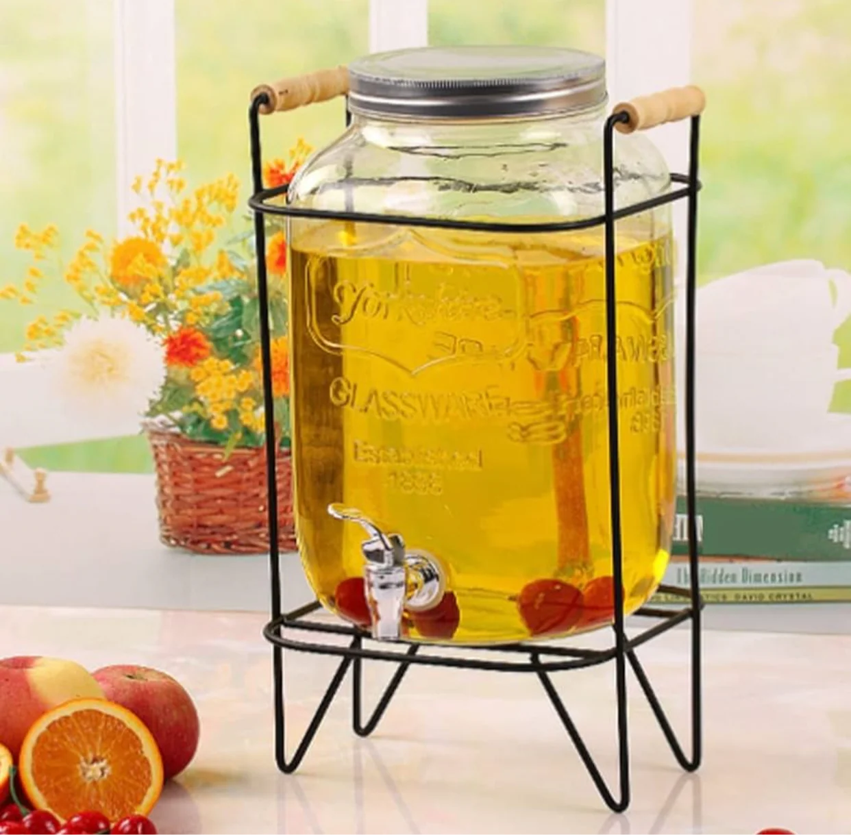 4L Glass Dispenser Jug with Iron Frames