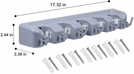 5 Hooks Broom Holder Wall Mount