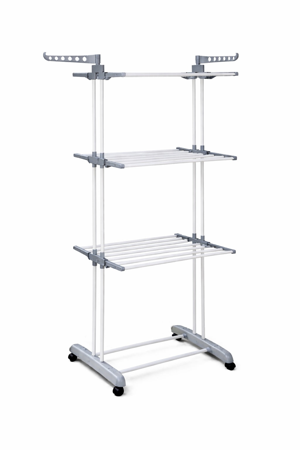 3-Tier Folding Clothes Drying Rack with Wheels – Adjustable & Space Saving