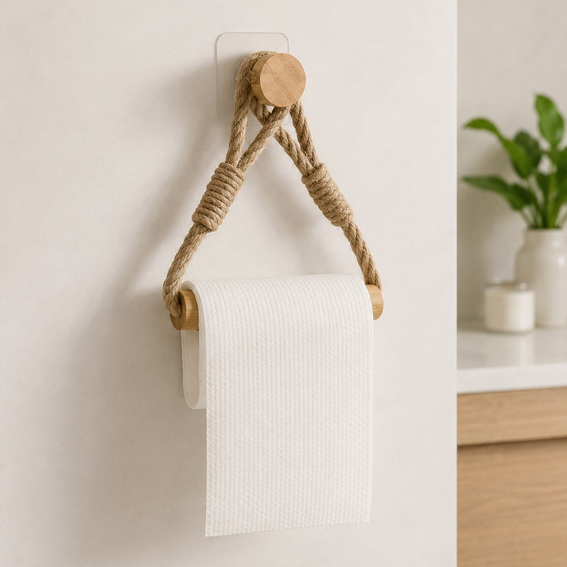 Bathlux Rustic Rope Toilet Paper Holder | Wall Mount Bathroom Tissue Roll Holder