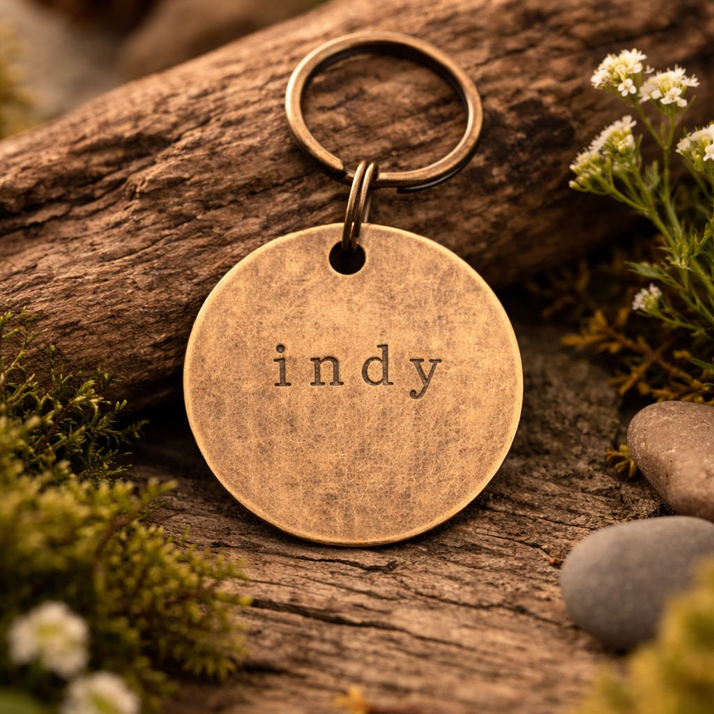 Hand-Stamped Dog ID Tag – Personalized Pet Name Tag