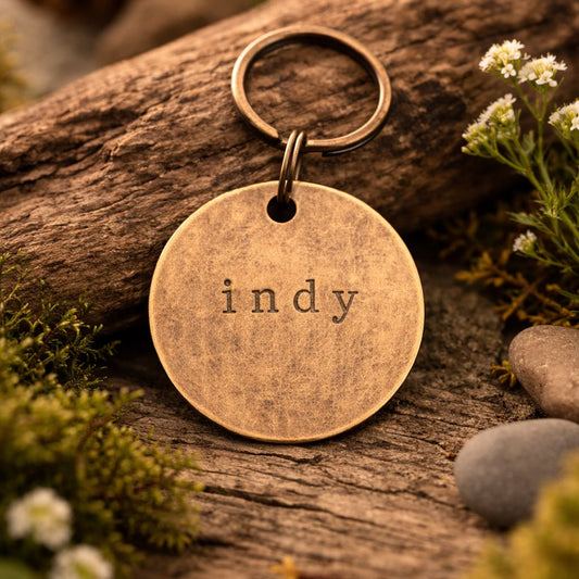 Hand-Stamped Dog ID Tag – Personalized Pet Name Tag
