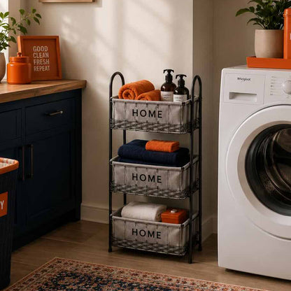 3-Tier Bathroom Storage Organizer with Fabric Baskets