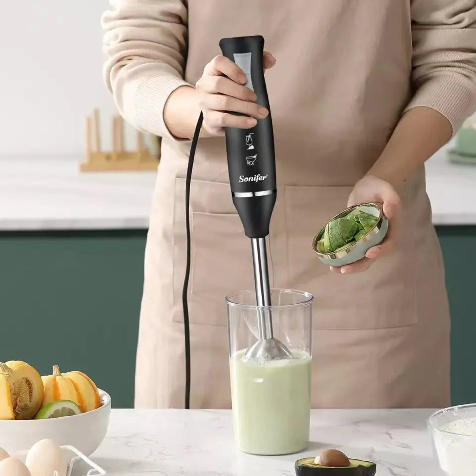 Sonifer Stainless Steel Hand Blender with Storage Cup & Lid