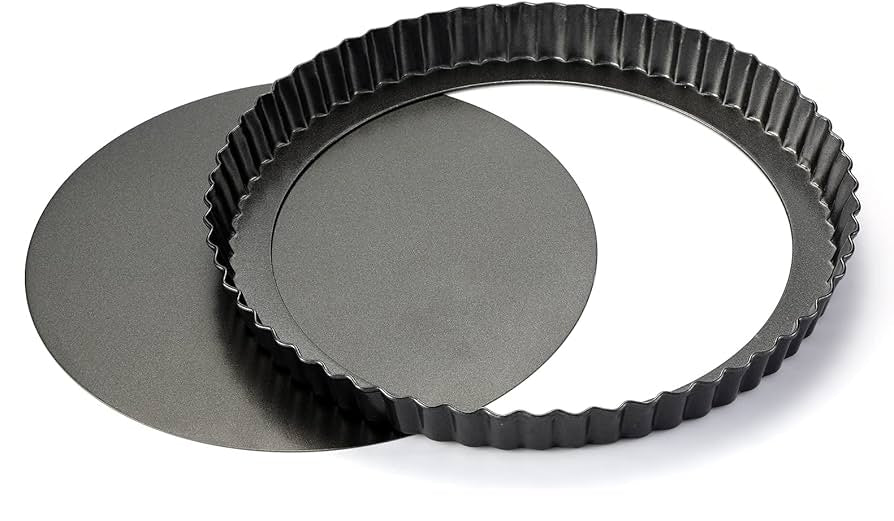 Fluted Tarte Pan 30 cm with Removable Bottom – Premium Non-Stick - Black