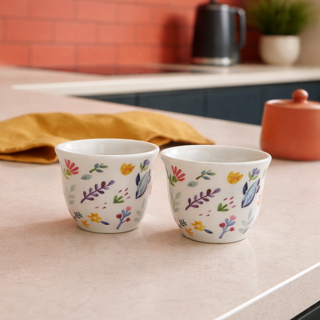 GeBe - Floral Espresso Cups Set – 12-Piece Coffee Cup Set