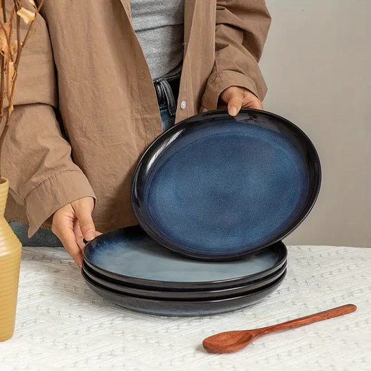 IKEA GLADELIG Ocean Blue- 10.5" Ceramic Plate / Set of 6 pcs