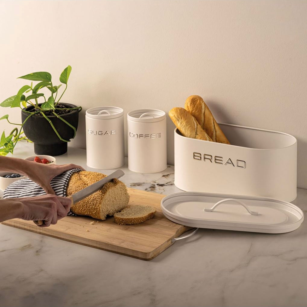 Bread Box with 3 pcs Sugar Coffee Tea Canister
