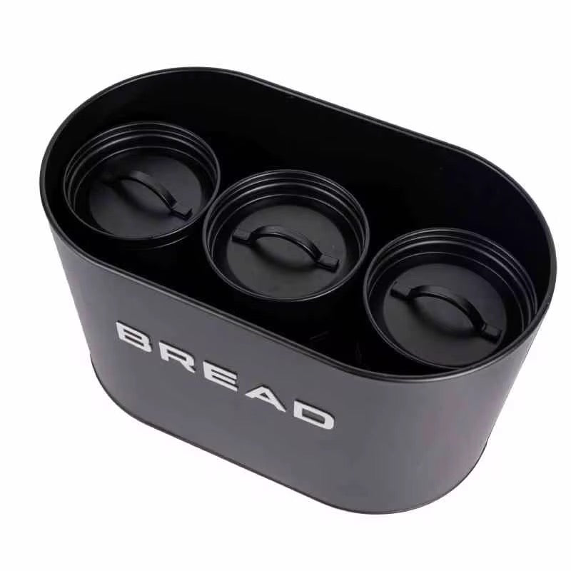 Bread Box with 3 pcs Sugar Coffee Tea Canister