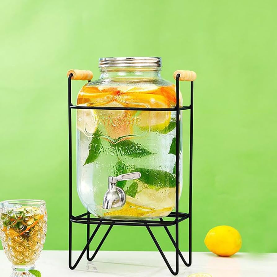 4L Glass Dispenser Jug with Iron Frames