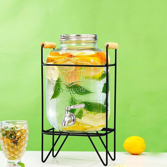 4L Glass Dispenser Jug with Iron Frames