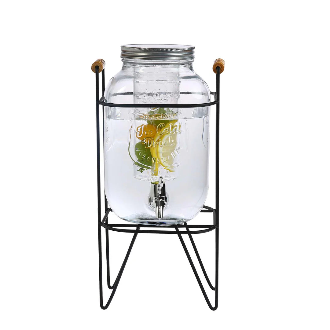 4L Glass Dispenser Jug with Iron Frames