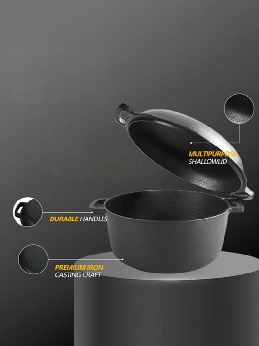 Black Cast Iron Dutch Oven - 26 cm