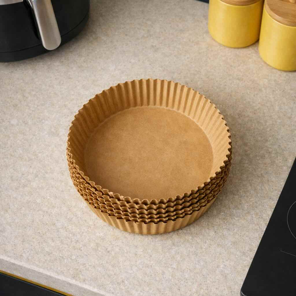 50 pieces Air Fryer Paper Liners – 200mm x 45mm Food-Safe Disposable Baking Sheets