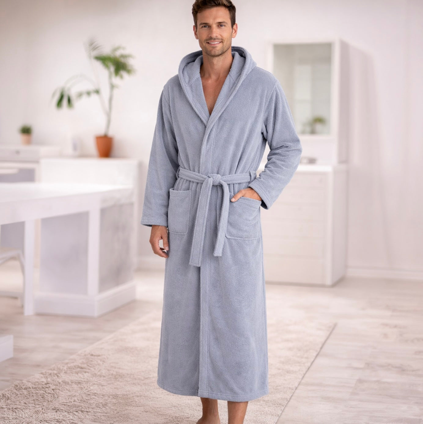 Egyptian Quality - Hooded Bathrobe – Soft Cotton Terry Bathrobe for Men & Women