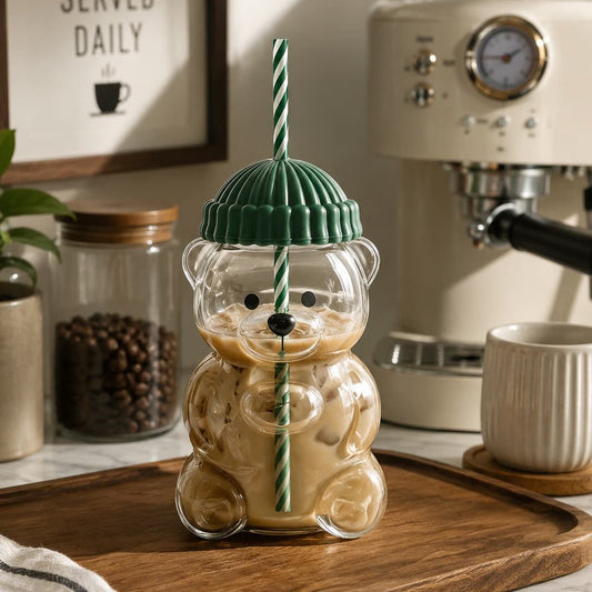 Bearista Glass Cup + Straw | 600ml