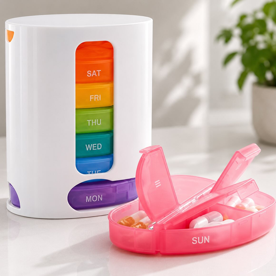 7-Day Weekly Pill Organizer with Portable Daily Pill Box