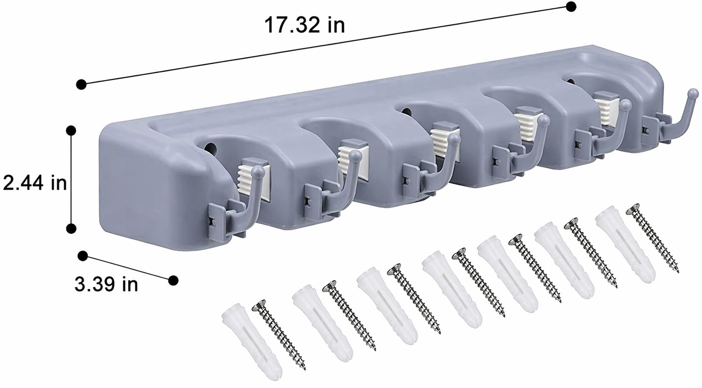 5 Hooks Broom Holder Wall Mount