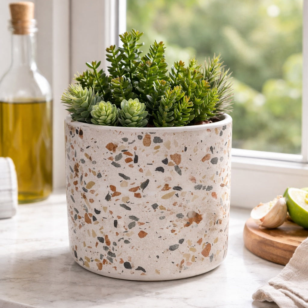 Ceramic Planter Pot – Terrazzo Design (Multiple Styles)