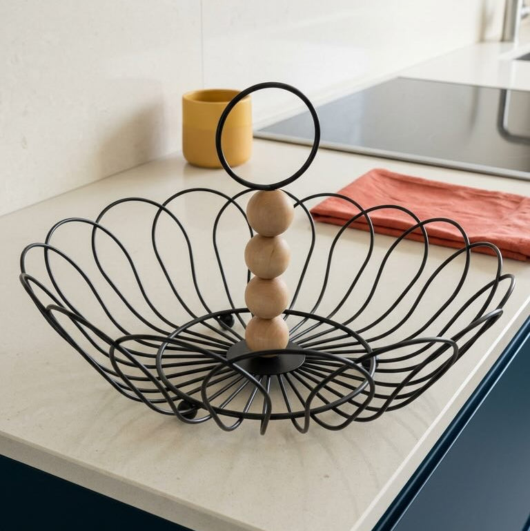 Modern Metal Fruit Basket | Decorative Kitchen Counter Fruit Bowl