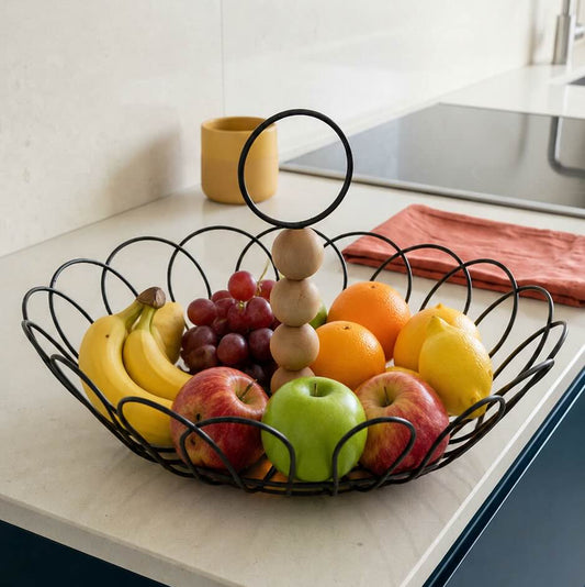 Modern Metal Fruit Basket | Decorative Kitchen Counter Fruit Bowl