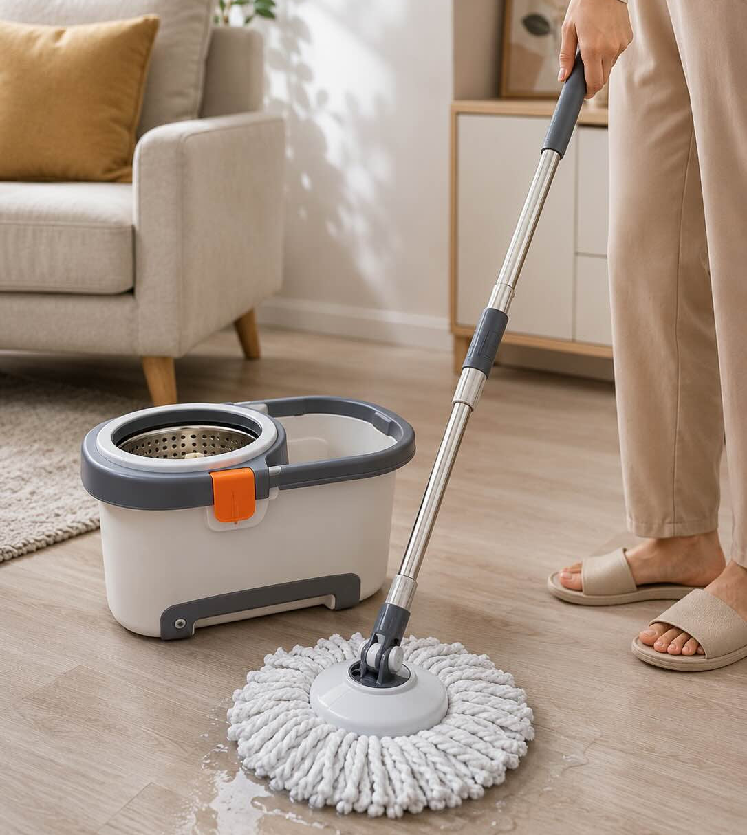 360° Spin Mop & Bucket Set | Microfiber Floor Cleaning System with Wringer