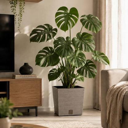 Square Ribbed Planter Pot  – Decorative Indoor & Outdoor Plant Pot