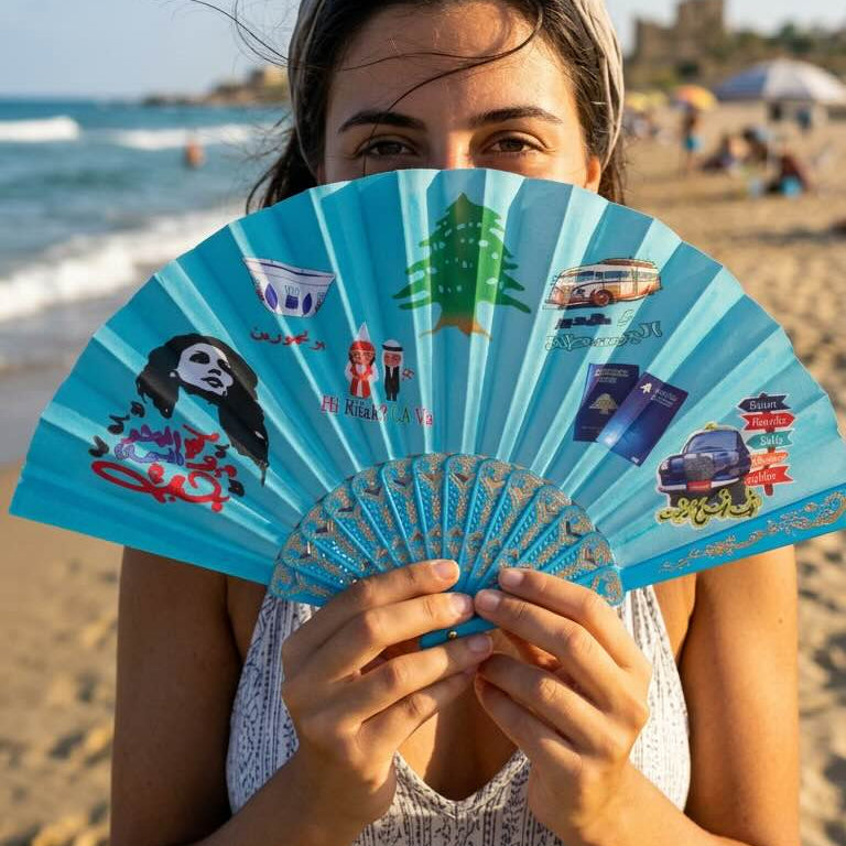 Lebanese Handheld Fan with Lebanese Quotes | Lightweight Summer Fan