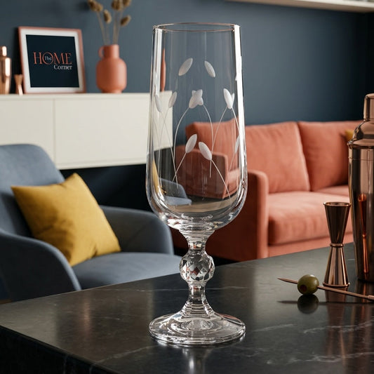 Etched Flute Glass – Perfect for Dinner Table Settings – 12 pc set