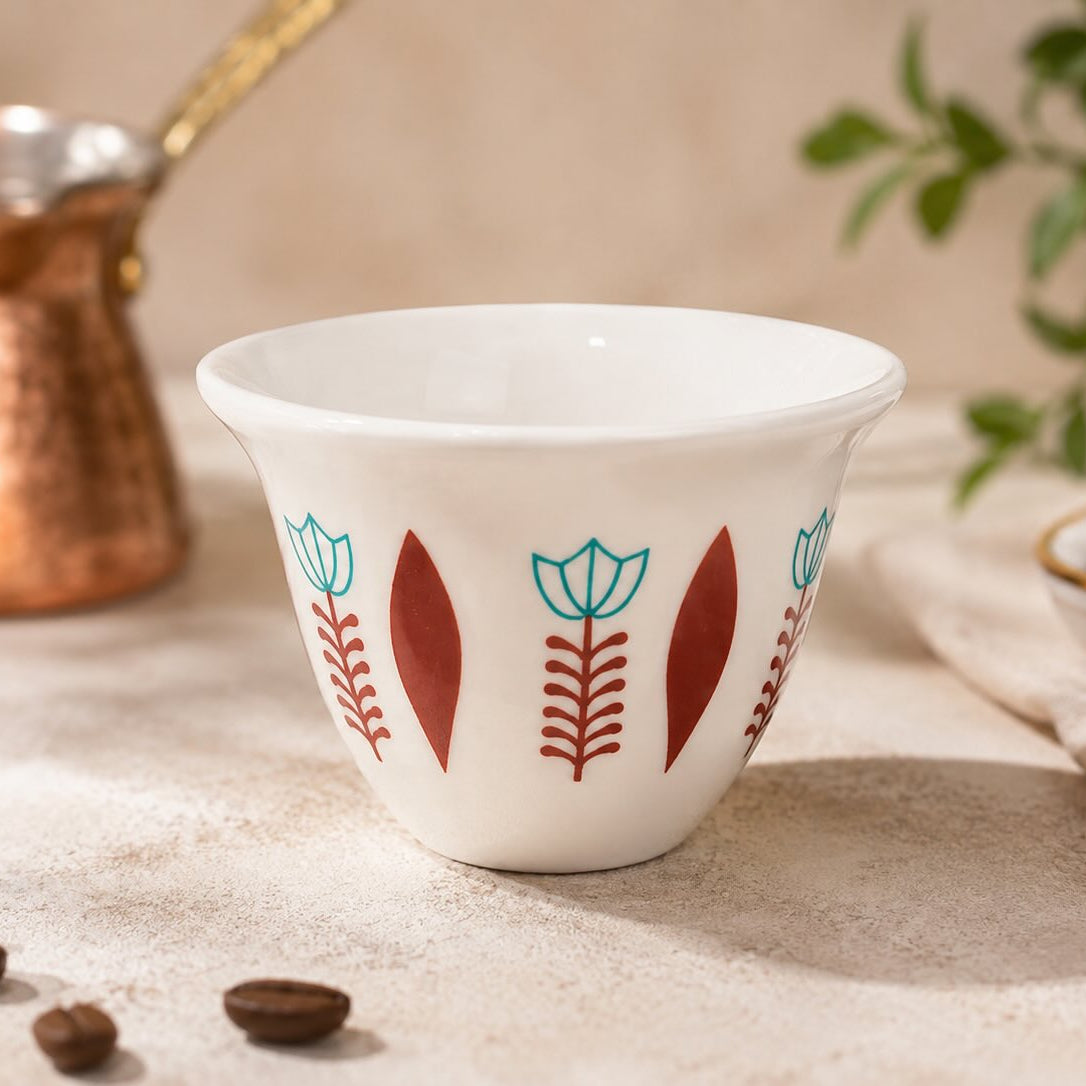 12-Piece Traditional Lebanese Coffee Cups Set | with Gift Box - Red