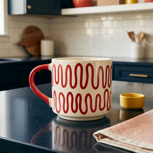 Large Ceramic Mug - 3 Designs/Red