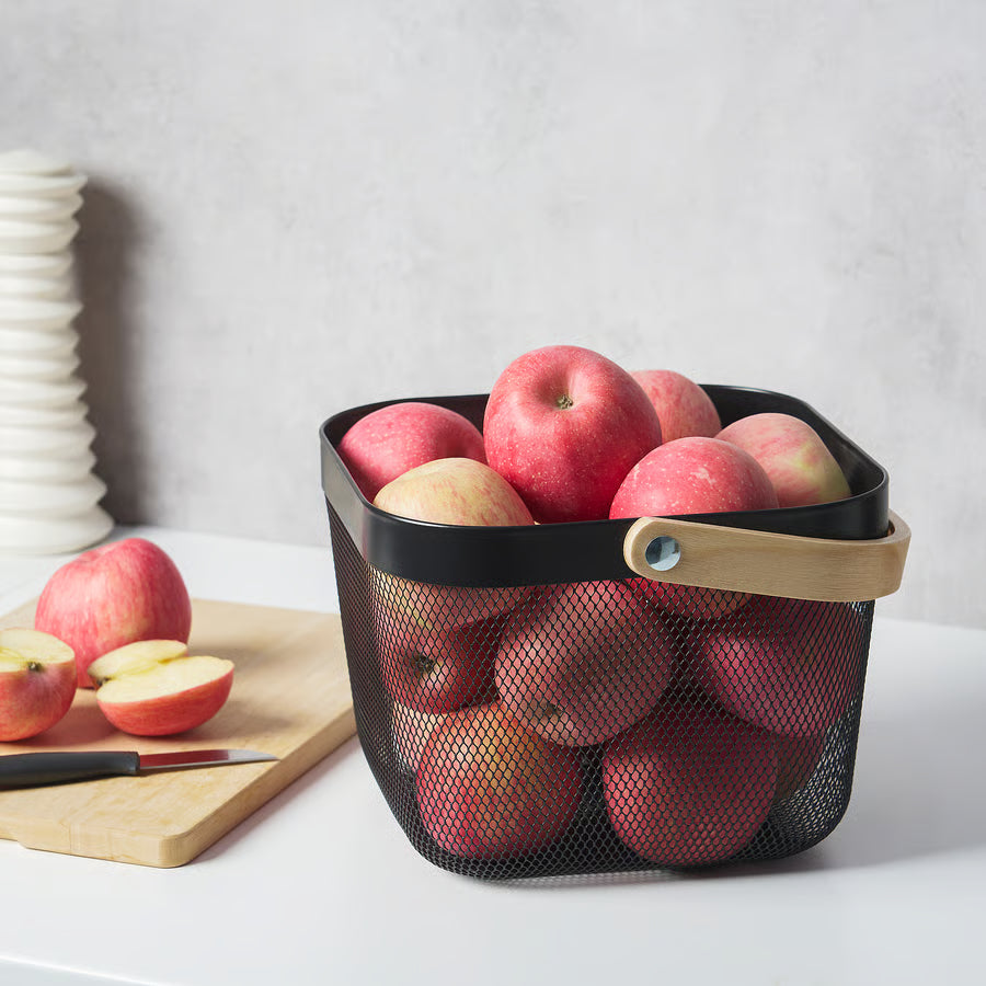 IKEA RISATORP - Metal Basket with Wooden Handle