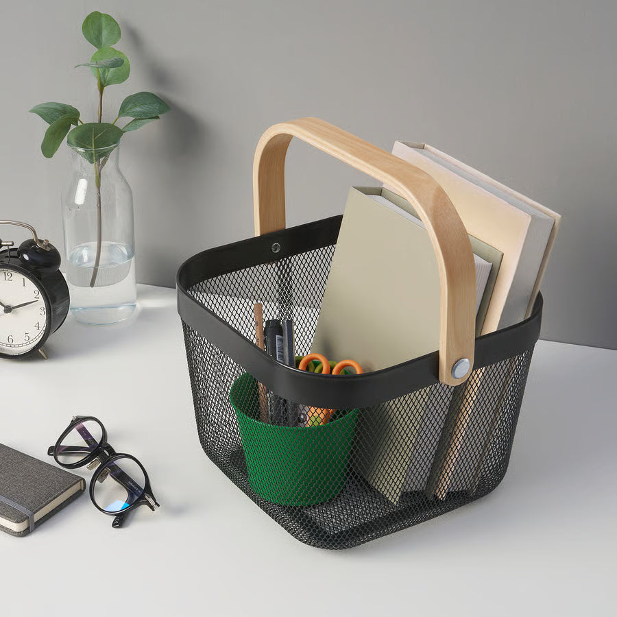 IKEA RISATORP - Metal Basket with Wooden Handle