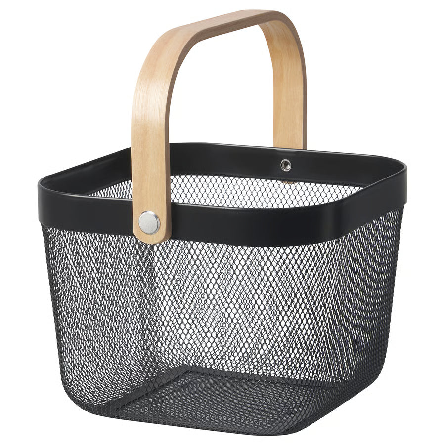 IKEA RISATORP - Metal Basket with Wooden Handle