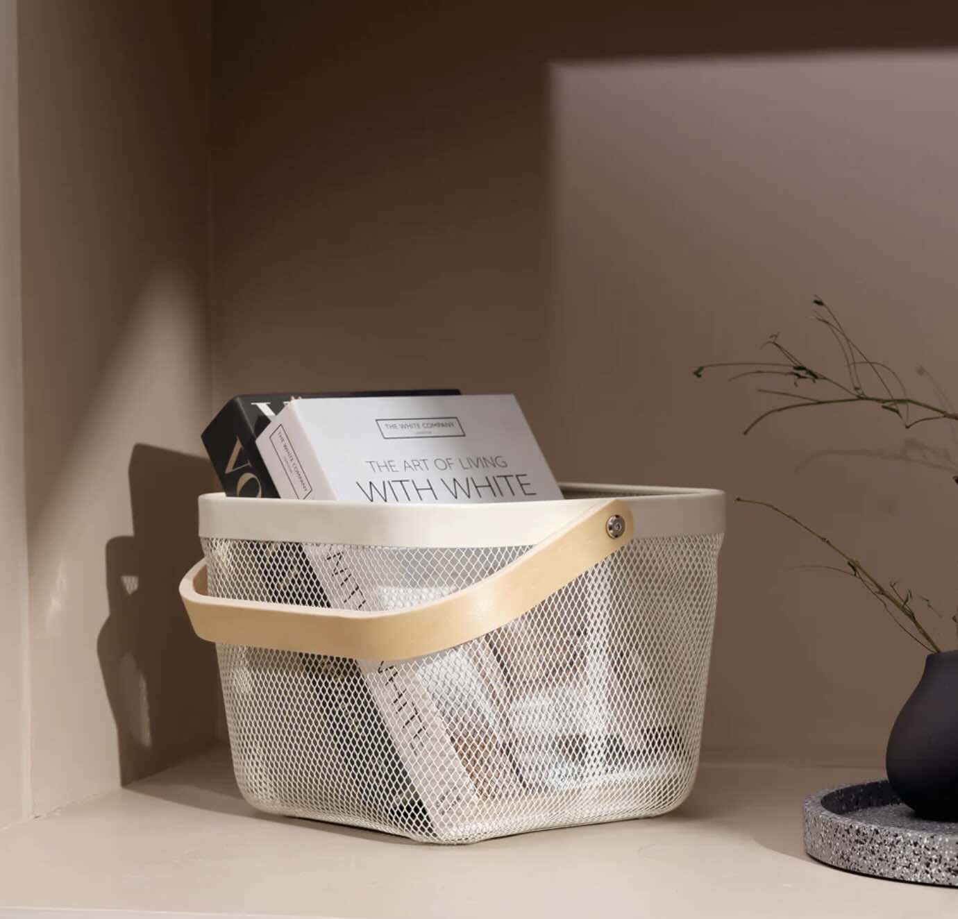IKEA RISATORP - Metal Basket with Wooden Handle
