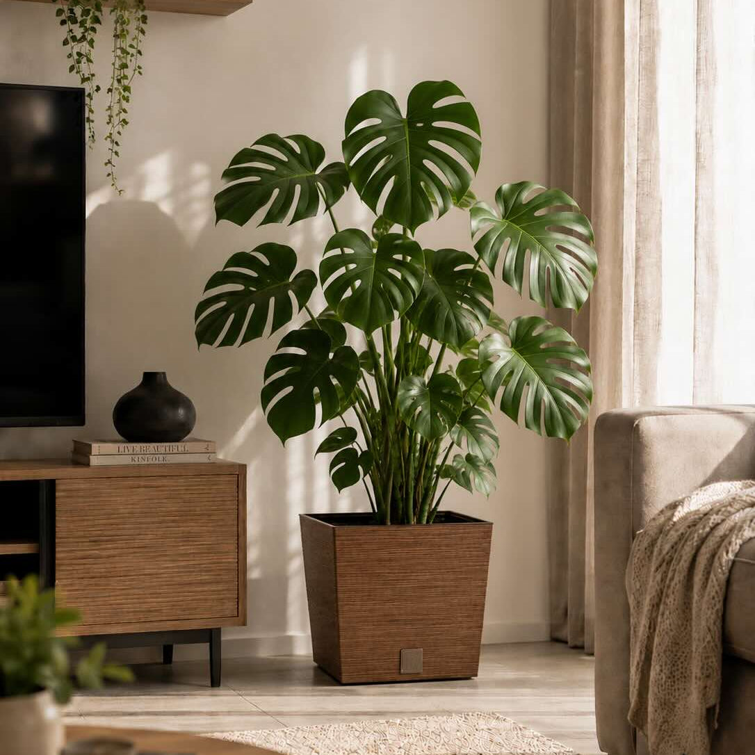 Square Ribbed Planter Pot  – Decorative Indoor & Outdoor Plant Pot